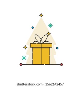 Cuadro de regalo Ilustración vectorial aislada en fondo blanco de la colección de eventos. icono de caja de regalo moderno y moderno símbolo de caja de regalo para logotipo, web, aplicación. ilustración vectorial plana de icono de caja de regalo para gráficos