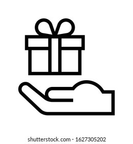 Gift box vector illustration, line design icon