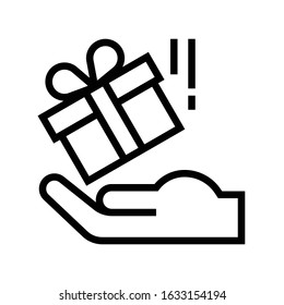 Gift box vector illustration, line design icon
