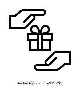 Gift box vector illustration, line design icon