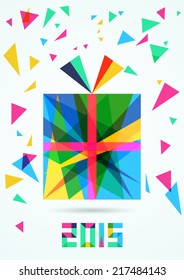 Gift box, vector illustration, New Year or Christmas Greeting Card.