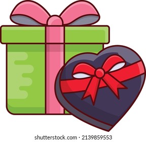 caja de regalo Ilustración vectorial en un fondo transparente.Símbolos de calidad premium. icono plano de línea vectorial para el concepto y el diseño gráfico.