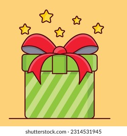 gift box  Vector illustration on a transparent background. Premium quality symmbols. Vector line flat icons for concept and graphic design.