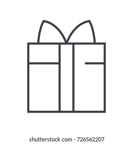 gift box vector line icon, sign, illustration on background, editable strokes