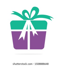 Gift box vector logo design. illustration of gift box present, greeting, surprise. Greeting box or wrap gift box.