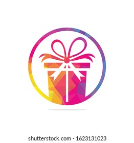 Gift box vector logo design. illustration of gift box present, greeting, surprise. Greeting box or wrap gift box.