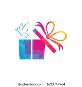 Gift box vector logo design. illustration of gift box present, greeting, surprise. Greeting box or wrap gift box.