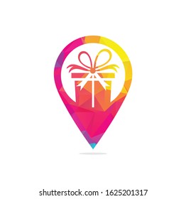 Gift box vector logo design. illustration of gift box present, greeting, surprise. Greeting box or wrap gift box.