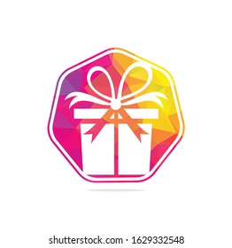Gift box vector logo design. illustration of gift box present, greeting, surprise. Greeting box or wrap gift box.