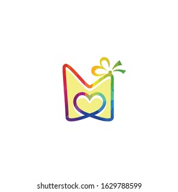 Gift box vector logo design. illustration of gift box present, greeting, surprise.