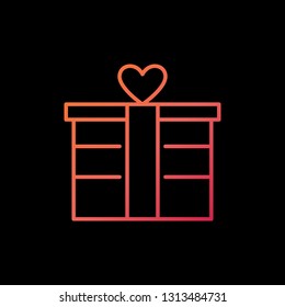 Gift Box vector outline colorful icon. Valentine's Day concept linear sign on dark background