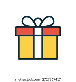 Vetor de caixa de presente, Design de ícone presente, Ilustração de presente empacotada