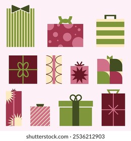 Gift box vector set design illustration, christmas theme gift box icon set, vector design illustration for christmas