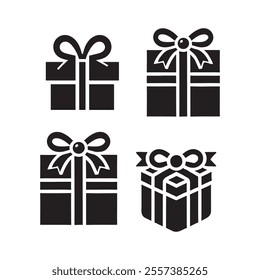 gift box vector silhoitte with white background