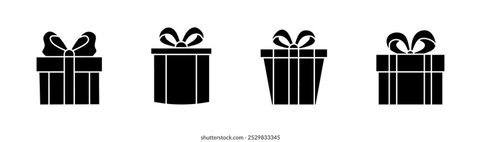 Conjunto de iconos de silueta de Vector de caja de regalo