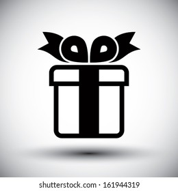 Gift box vector simple single color icon isolated on white background.