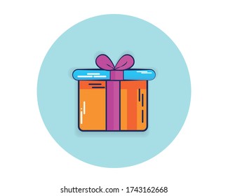 Gift box vector style line icon flat design. Lovely gift box for the surprise isolate from the white background.