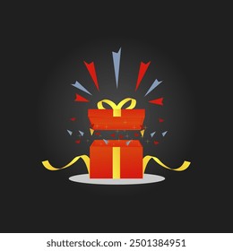 Gift Box Vector, Surprise box, lucky box For Scrapbook, Poster, Web, Greeting Card, hang tag