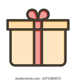 Gift Box Vector Thick Line Filled Colors Icon For Personal And Commercial Use.
