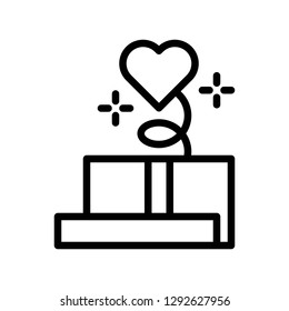 Gift box vector, Valentine and love related line style icon