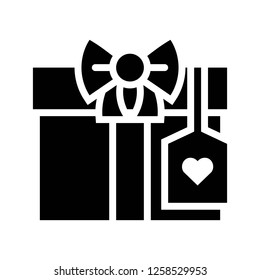 Gift box vector, wedding related solid design icon 