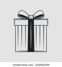 Gift box vintage icon. Gift box isolated on white background. Vector illustration