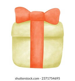 Gift box in watercolor style. Vector illustration.