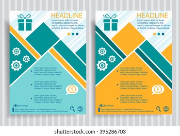 Gift box web symbol on vector brochure flyer design layout template. Business modern template