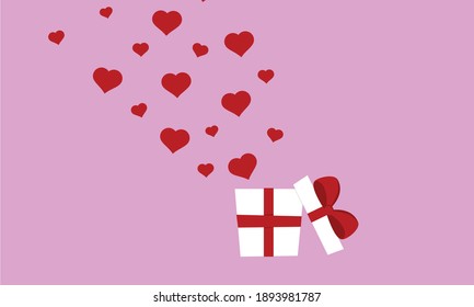 Caja de regalo de la que salen los corazones