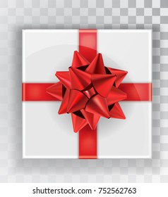 Gift Box. White Christmas gift boxes isolated on a transparent background.  Realistic vector object isolated 