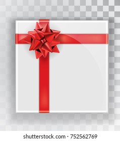 Gift Box. White Christmas gift boxes isolated on a transparent background.  Realistic vector object isolated 