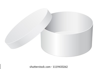 Gift box. White open package. Vector 3d illustration isolated on white background