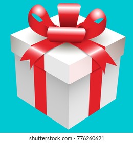 Gift box white red