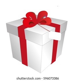 gift box white with red ribbon