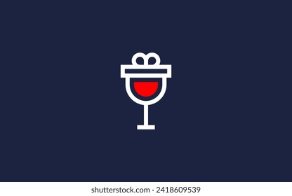 gift box with wine logo icon design vector design template inspiration