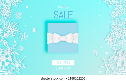 Gift Box In Winter Sale Theme With Pastel Color Scheme Vector Illustration