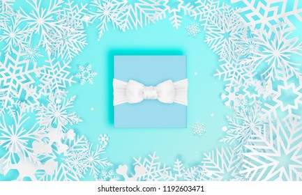 Gift box in winter sale theme with pastel color scheme vector illustration