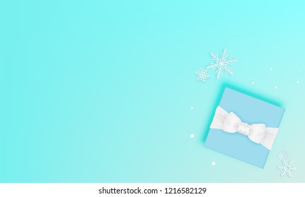 Gift box in winter sale theme with pastel color scheme vector illustration