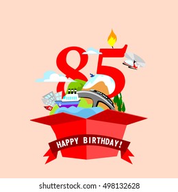 gift box with words "Happy Birthday". the number of red color on the background. vector illustrations