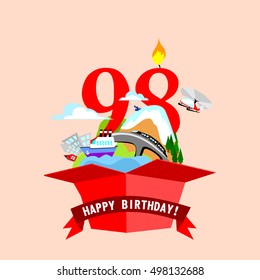 gift box with words "Happy Birthday". the number of red color on the background. vector illustrations