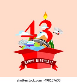 gift box with words "Happy Birthday". the number of red color on the background. vector illustrations