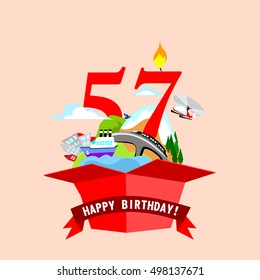 gift box with words "Happy Birthday". the number of red color on the background. vector illustrations