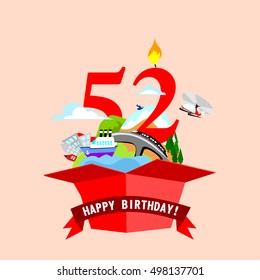 gift box with words "Happy Birthday". the number of red color on the background. vector illustrations
