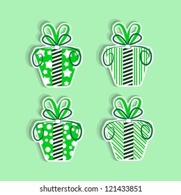 Gift box wrapped with decorative sweet color vector illustration.