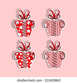 Gift box wrapped with decorative sweet color vector illustration.
