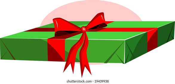  gift box wrapped with ribbon	