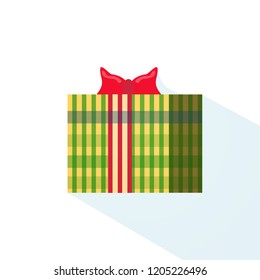 gift box wrapped ribbon holiday present isolated flat vector illustration