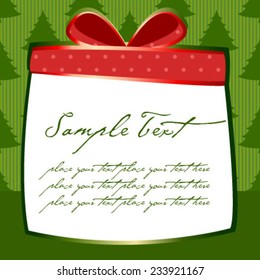 gift box xmas card with tree pattern