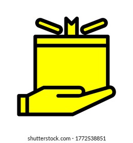 gift box yellow filled icon