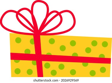 The gift box is yellow with a red bow for all holidays. In a flat style, a set of different boxes on a white background. A surprise box.